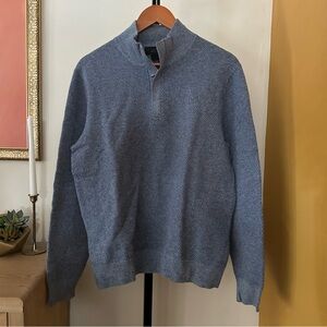 Bloomingdale’s The Men’s Store Wool Cashmere Sweater Knit 1/4 Zip Blue Size M